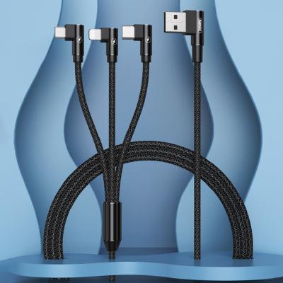 China MP3 / MP4 Player New Arrivals Micro USB Cable Braided 3 in 1 Charging Lighting / Mobile Micro / Elbow Type C Cable for sale