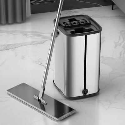 China Sustainable Stainless Steel Metal Mop Bucket For Microfiber Mop for sale