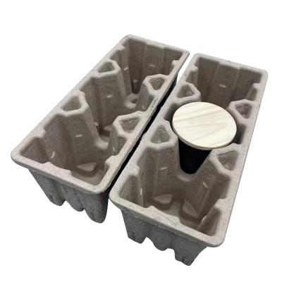 China Wholesale Inner Packaging Dry Pressed Paper Cup Holder Tray Paper Pulp Cup Carrier for sale