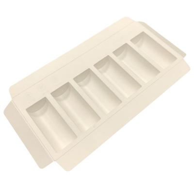 China Custom Inner Wet White Sugar Cane Molded Packaging Tray Packaging Press Pulp Packaging Tray Health Drinks Packaging Tray for sale