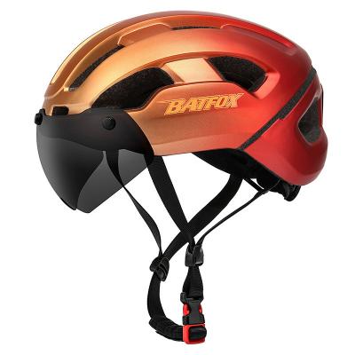 China Ultralight Breathable Cycling Helmet Road Bike Safety Adjustable Cycling Helmet with Visor Windshield and Rear Warning Light for sale