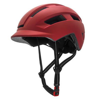 China Bicycle Cycling Head Protection Unisex Urban Bicycle Cycling Commuter Bike Safety Helmet with Visor and Flashing Warning Lights for Adults for sale