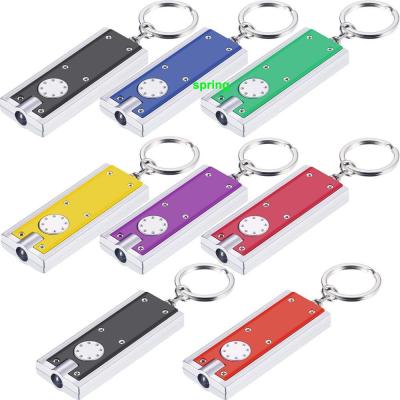 China Promotion new plastic led flashlight lights plastic led head chain rectangle mini gift led light key chain for sale