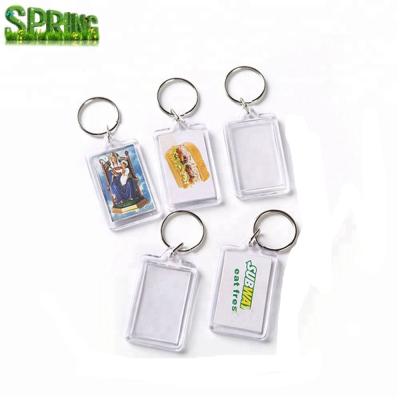 China Promotion Blank Custom Transparent Pictures Acrylic Key Chain / Insert Plastic Keyring For Advertising for sale