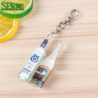 China Customized High Quality Promotional Gift Acrylic Wine Bottle Shape Key Chain Keychain for sale