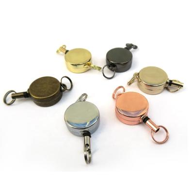 China ID Card Badge Holding Key Chain 21MM Mini Gold Mini Badge Zinc Quality Metal Retractable Badge Reel ID Card Holder for sale