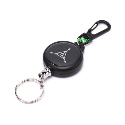 China Promotion Customize Black Epoxy Logo 35mm Badge Reel Recoil Yoyo Ski Key Chain for sale