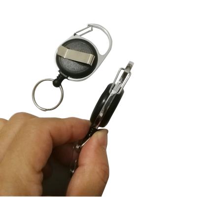 China Retractable Badge Holder Carabiner Badge Reel Holder with Metal Key Ring PVC Strap for sale