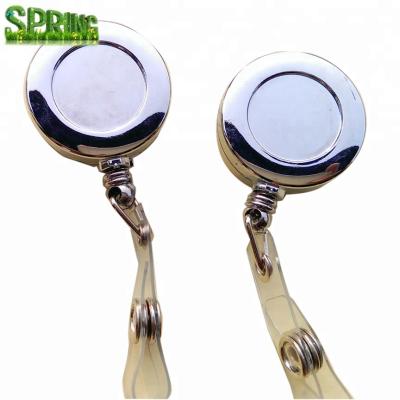 China Promotion Gift Custom High Quality Chrome Plastic Badge Holder/Plate 32mm Retractable Badge Reel Holder for sale