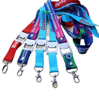 China 100% Eco-friendly Custom Bottle Opener Lanyards With Beer Opener for sale