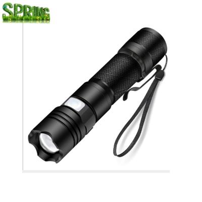 China Camping Black Color Metal Led Torch Flashlight Strong Flashlight for sale