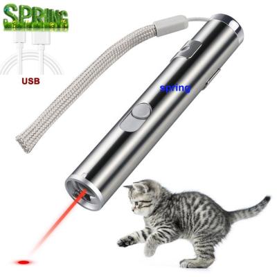 China Hot Sale Mini USB Rechargeable Violet Funny Cat Pet Toy Laser Rechargeable Flashlight Stainless Steel Model Led Pen Pointer for sale