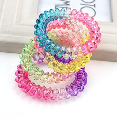 China European and American Style Classic Hair Tie Bracelet Women Hair Accessories European and American Coil Elastic Spring Phone Coil Gradient Children Plastic Flexible Hair Ties for sale