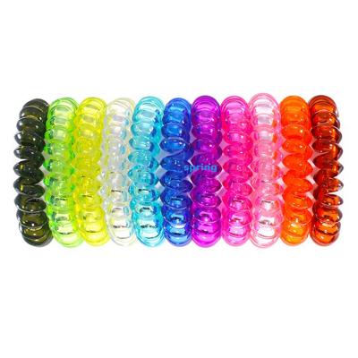 China TPU Quality Hair Accessories Hair Band Tie Spiral Telephone Cord Traceless Elastic Hair Ring Packing in PVC Box for sale