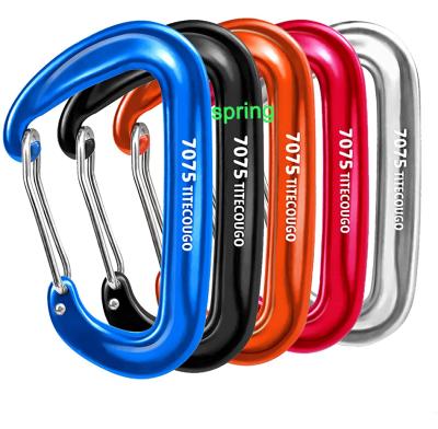 China 12KN Heavy Industry Aluminum Light Weight Durable Strong Heavy Duty Carabiner D Clip Hooks Spring Break Link Key Chain Clips For Hammock for sale