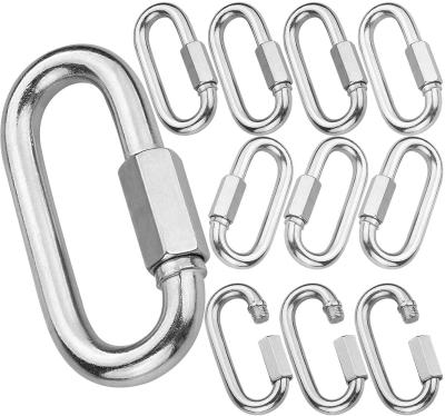 China Heavy Industry Heavy Load Quick Link, Stainless Steel Oval Locking Carabiner, 2 -1/4Inch Heavy Duty Carabiner Clips With Threaded Nut for sale