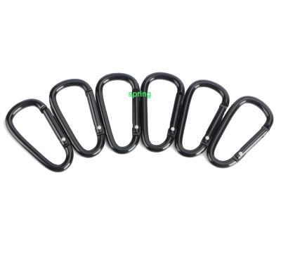 China Bold Frosting Heavy Industry Matte Finish Black Metal Carabiner Full Hook D Silver Type Carabiner for sale