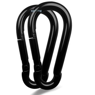 China Break Resistant Electrophoretic Finish Black Color Safety Hook Stainless Steel Carabiner for sale