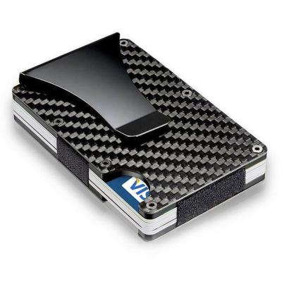 China ENGLAND STYLE Metal Wallet RFID Blocking Men Credit Rfid Card Holder Slim Carbon Fiber Card Case For Travel for sale