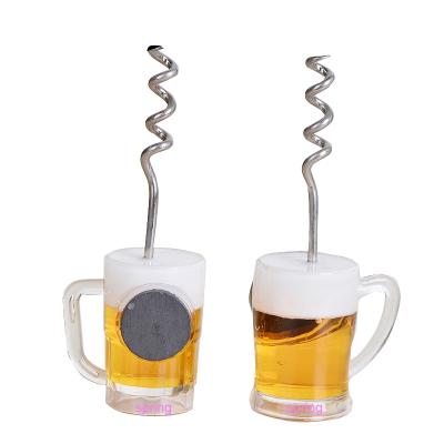 China Wholesale Viable Bottle Beer Mug Shape Stainless Steel Wine Corkscrew, Wine Bottle Opener, Creative Fridge Magnet for sale