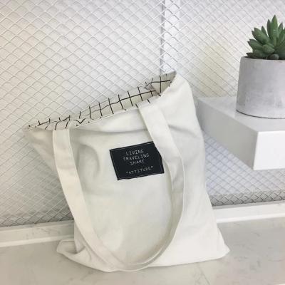 China Eco-friendly wholesale custom made canvas cotton bag cotton printing simple design promotion reusable cotton shopping bag for sale