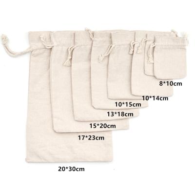 China Large Capacity Eco-friendly Durable White Eco Organic Cotton Cotton Drawstring Bag for sale