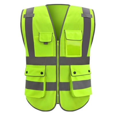 China High Visibility Polyester Yellow Knitted 100% Reflective Fabric For Worker Construction Hygiene Reflective Clothing for sale