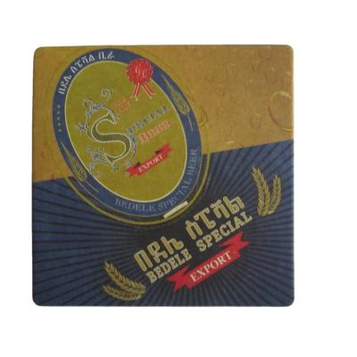 China Classic Suatainable Best Sustainable Sales Letter Printed Round Absorbent Paper Cup Coaster for sale