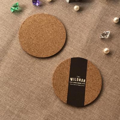 China Custom Classic Thermal Insulation Wholesale Viable Natural Cork Wooden Round Coaster for sale