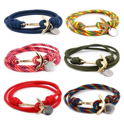 China Cute Nylon Mens Navy Anchor Bracelet Rope Anchors Bracelet Navy for sale