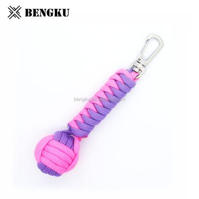 China Different Types Of Survival 550 Paracord Monkey Fist Ball Metal Head Chain Bottle Opener for sale