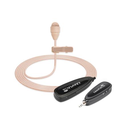 China KIMAFUN KM-G130-2 Handheld Beige Color Mini Lapel Lavalier Wireless Microphone for Live Broadcasting Microphone for Camera and Smartphone for sale