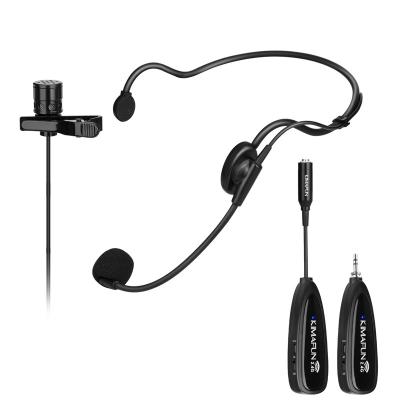 China KIMAFUN G102-3 2.4G Lapel Microphone Headset Microphone Bundle and Lapel Mics Transmitter, Wireless Lavalier Beltpack and Receiver for Live Performance for sale