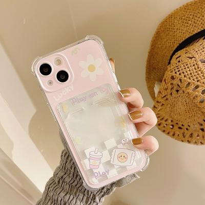 China Waterproof CIA Lucky Pink Card Slot Holder Phone Case For iPhone 11 12 Pro X XS XR Max 7 8 Mini Case 13 Plus Se Case Soft TPU Cover Wallet for sale