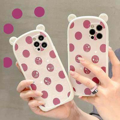 China Central Statistical Fashion 3D Ears Cartoon Love Heart DotsTPU Shockproof Phone Case Cover For iPhone 8 7 XR XS 11 12 13 pro Max Cover Hombus Heart for sale