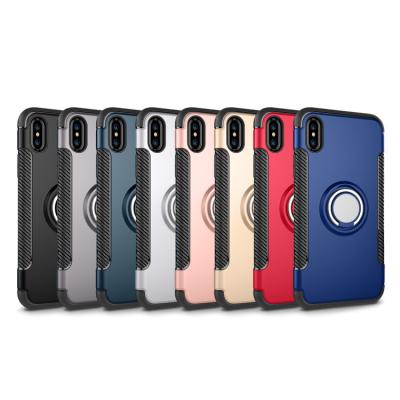 China Shockproof Shockproof Armor Phone Case For 12 11Pro 7 8 Plus iPhone 13 Max Silicone &PC Back Cover With Metal Ring Stand Magnet Car Holder for sale