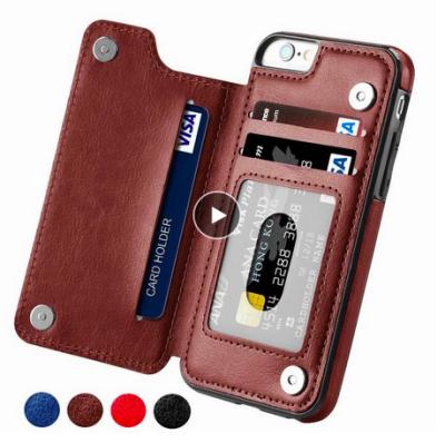 China Luxury Slim Fit Shockproof Premium Leather Cover For iPhone 14 13 11 12 Plus Pro Samsung S22 S20 S21 Wallet Card Slots Shockproof Flip Case for sale