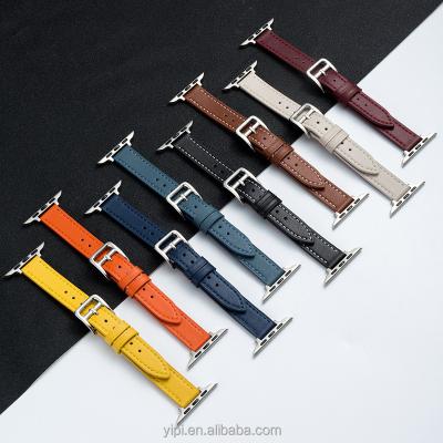 China Smart Watch Strap For Apple Watch Band 40mm 44mm 38mm 42mm 38/40/41 mm Series SE 654321 Woman Leather Watch Band for sale