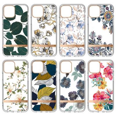 China Shockproof Transparent Plating Flowers Phone Cases For Apple iPhone XR 11 Pro 12 13 Fashion Cell Phone Cover Customized Design Max Support for sale