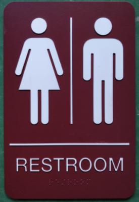 China Thermoformed Red ADA Restroom Signs Three Dimensional With 1/32