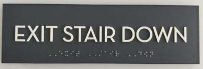 China Acrylic Panel ADA Exit Sign  , Deep Gray Braille Exit Sign Grade II for sale