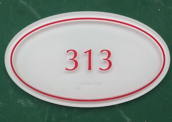 China Ellipse Braille Room Number Signs , 3.5