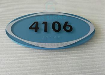 China Oval ADA Room Signage Number Signs One Piece 1/4