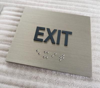 China Horizontal Finish Brushed Stainless Steel ADA Braille Signs for sale