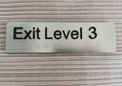 China 1.6mm Aluminum Brushed SNA Braille Exit Signs 3M Adhesives for sale