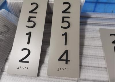 China Grade 2 Braille Tactile Room ADA Number Signs Square Corner for sale