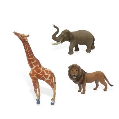 China Animal Elephant Lion Kingdom Model Toys Children's Educational Animal Zoo Simulation Toys Giraffe Zebra Rhino Sets Toy Kid Toys Creative Plastic for sale