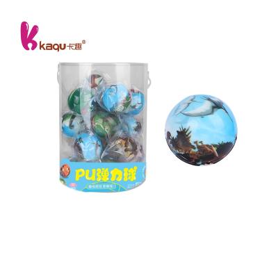 China Custom Dinosaur Pattern Bouncy Ball Pu Mini Fan Bounce Ball Colored Kids Toys Designer Inside Toy For Kids for sale