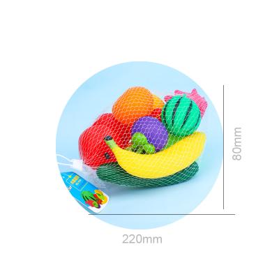 China Mini Pvc Fruit Toy Set 14 Pcs Colorful Orange Plastic Banana Fruit Squeaky Watermelon Small Healthy Toy Set for sale