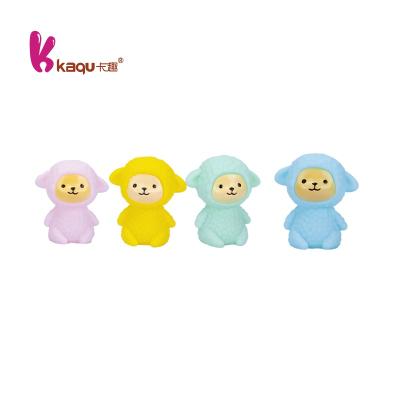 China Playing 4 Pcs PVC Small Sheep Shape Animal Sound Toy Squeaky Squeeze Scream Cheap Kids Plastic Sheep Toy for sale